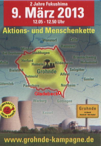 Plakat 2 Jahre Fukushima, Umzingelung AKW Grohnde